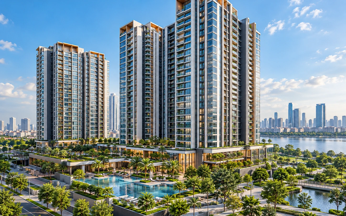 Khu vực đô thị với nhiều công trình cao tầng