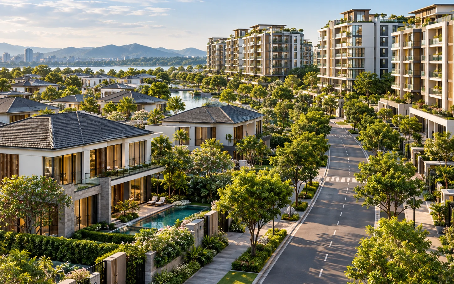 Đường phố và không gian cây xanh trong khu dân cư